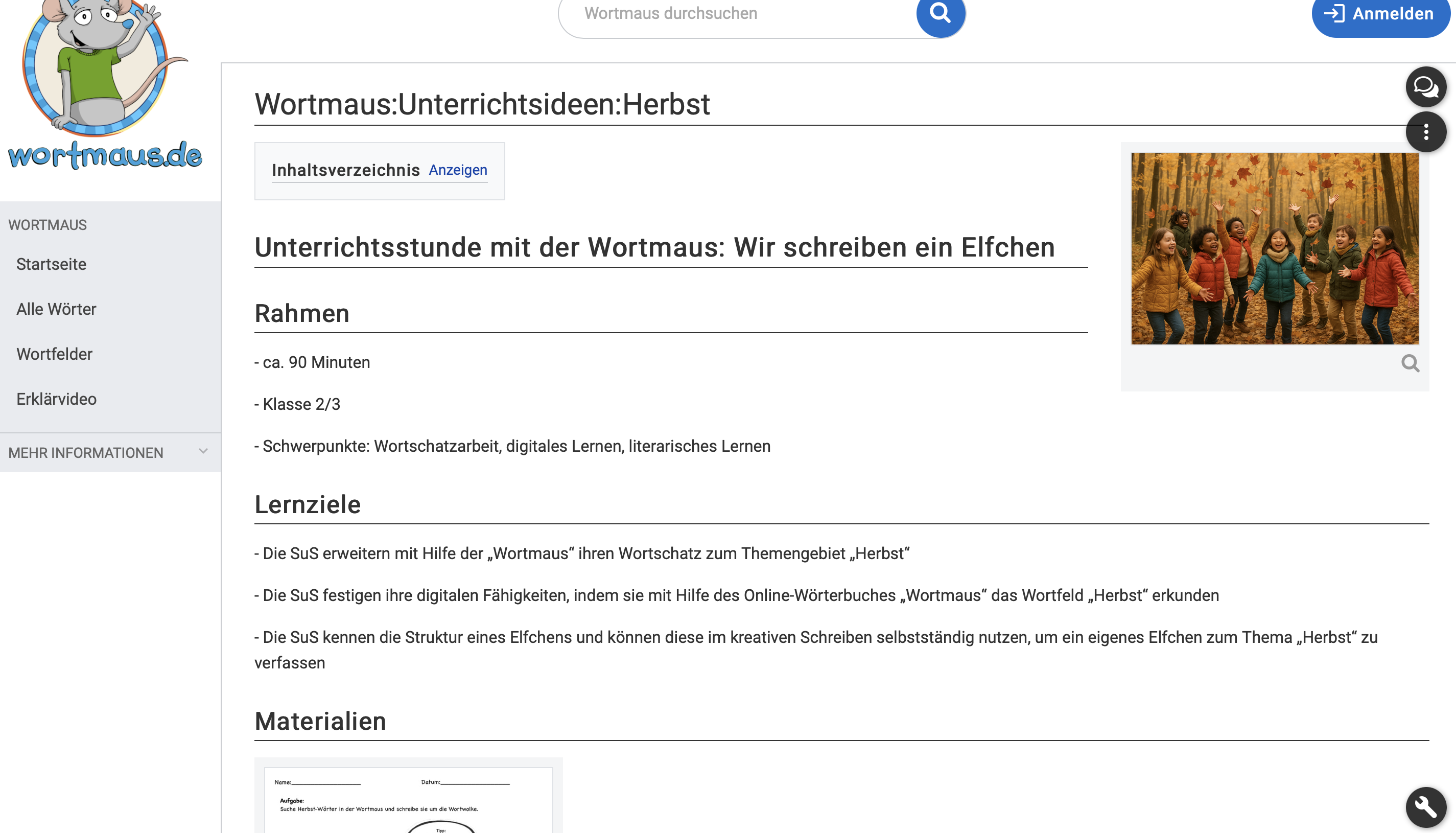 Cover: Unterrichtsstunde mit der Wortmaus: Wir schreiben ein Elfchen